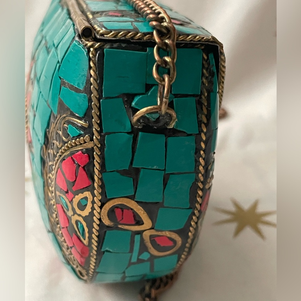 Vintage Handmade Hard Shell Mosaic Crossbody - Picture 6 of 9
